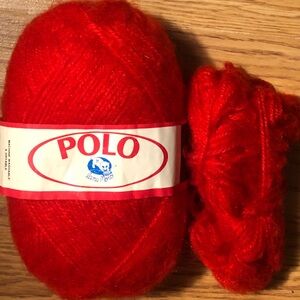Vintage 80s Polo Red Yarn by Lana Moro Color # 207 1-1/2 Balls
